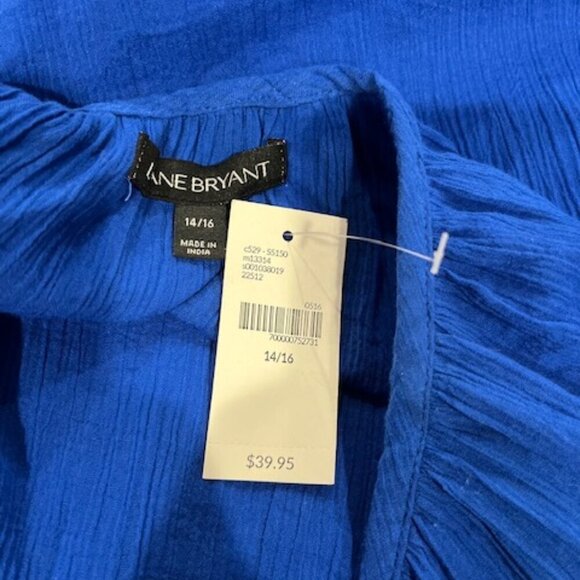 Lane Bryant V-Neck Embroidered and Tasseled Crepe Tunic Blouse – NWT SZ 14/16 - Picture 7 of 9